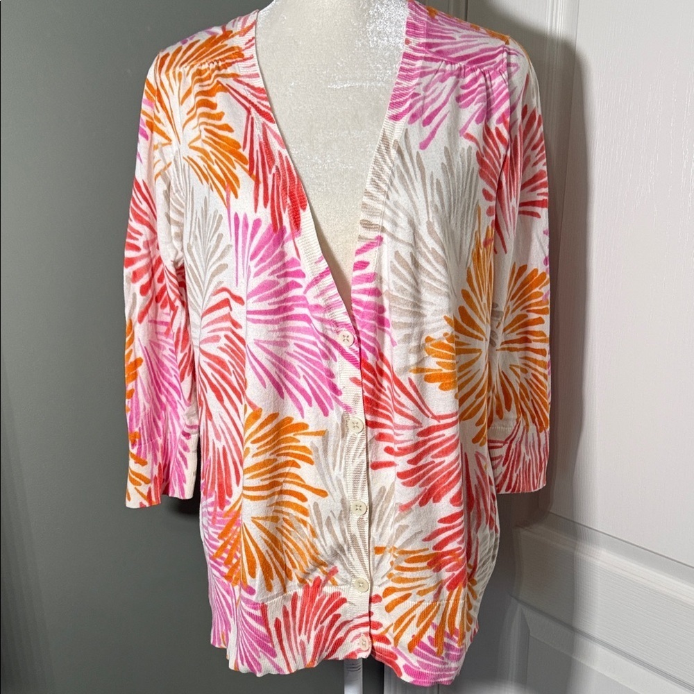 Lane Bryant Floral Cardigan 3/4 Sleeve Cotton V Neck Button Front 18/20